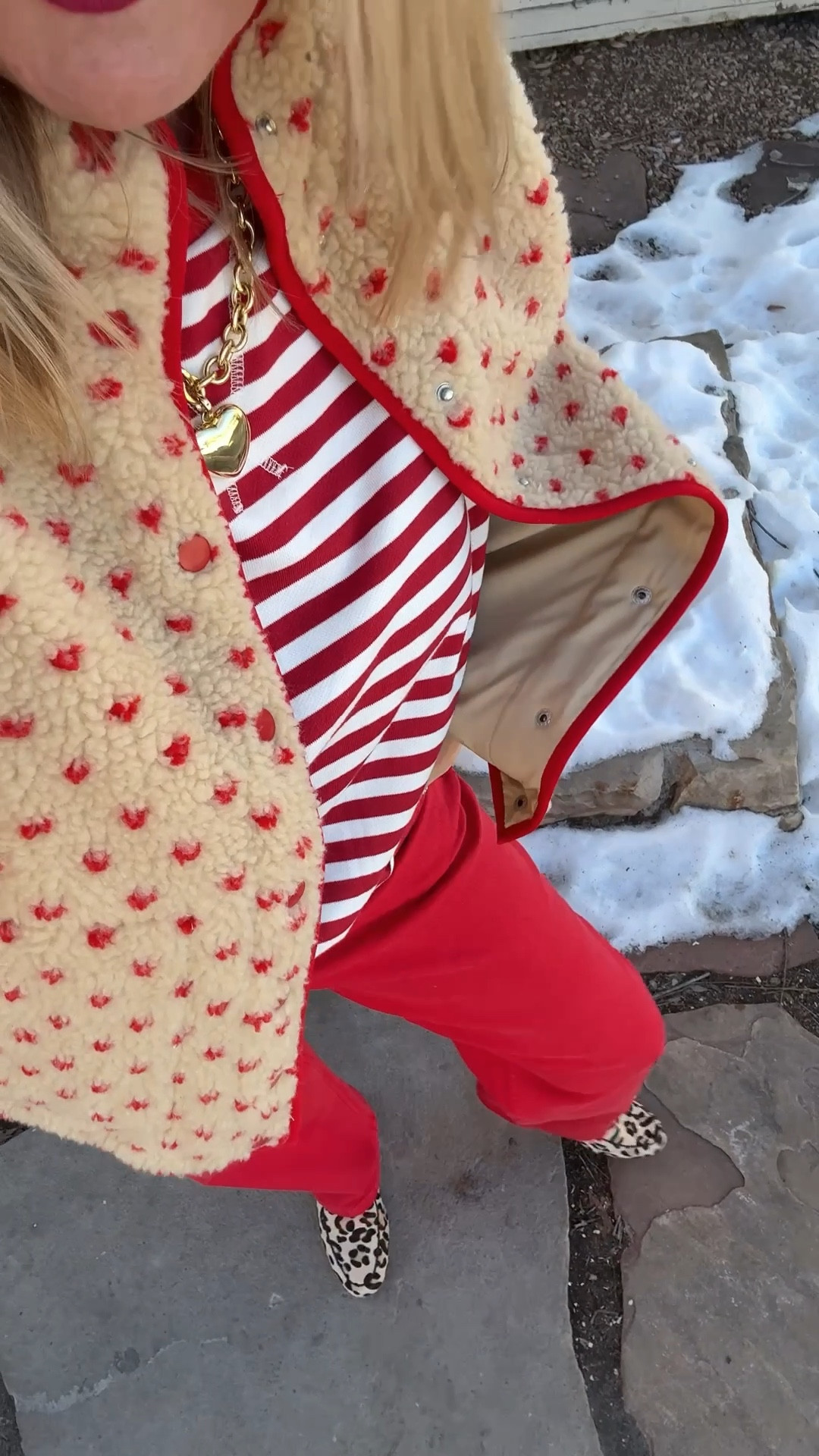 Outfit of the day

Valentine’s Day inspo

Amazon find Sherpa jacket tts so cute

Amazon find stripe shirt- free people inspired by tts in med 

Red Spanx straight leg jeans tts in a med love the fit and colo
Use code Deardarcyxspanx to save 15% 

Leopard flats tts 

Gold heart charm and chain Allie & Bess save 20% with code DARCY20 



#LTKSaleAlert #LTKootd #LTKValentine