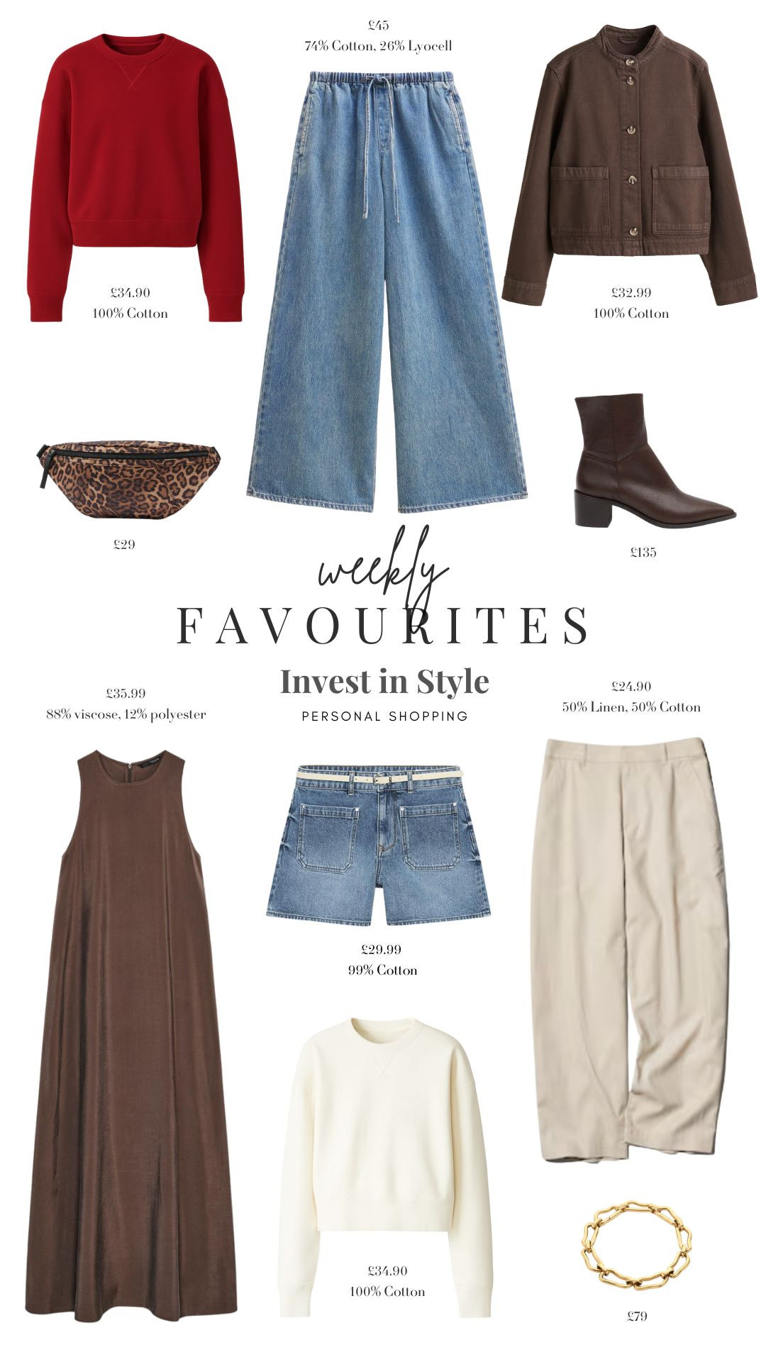 Weekly Favourties 🤎

Summer Style, Summer Outfit, End of Summer Style, UK Summer, Transitional Style, Light Jacket, Summer Dress, Knitwear, Necklace, Wide Leg Jeans, Leopard Bag, Bracelet, Early Autumn, Ankle Boots

#LTKuk #LTKautumn #LTKsummer