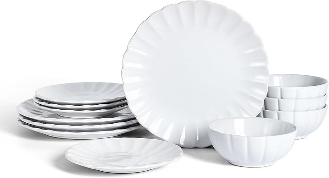 Earth & Clay Phoenix 12-Piece Stoneware Dinnerware Set, Plates and Bowls Set, Dishwasher and Micr... | Amazon (US)
