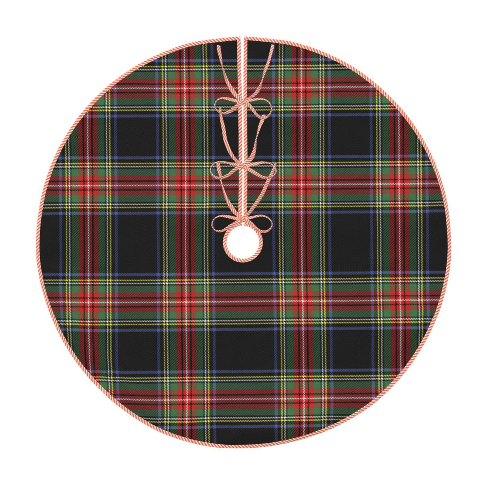 Tartan Plaid Scottish Red Cage Christmas Tree Skirt Xmas Tree Skirt Christmas Tree Mat for Home P... | Amazon (US)