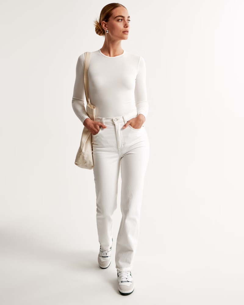 Sandwash Rib Long-Sleeve Crew Top | Abercrombie & Fitch (US)