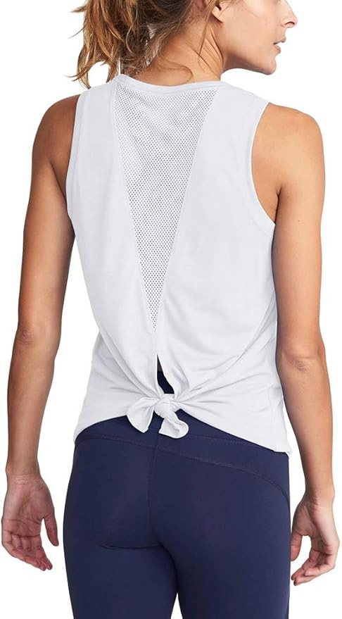Mippo Women's Cute Mesh Yoga Workout Tank Tops Activewear Sexy Open Back Sports Shirts | Amazon (US)