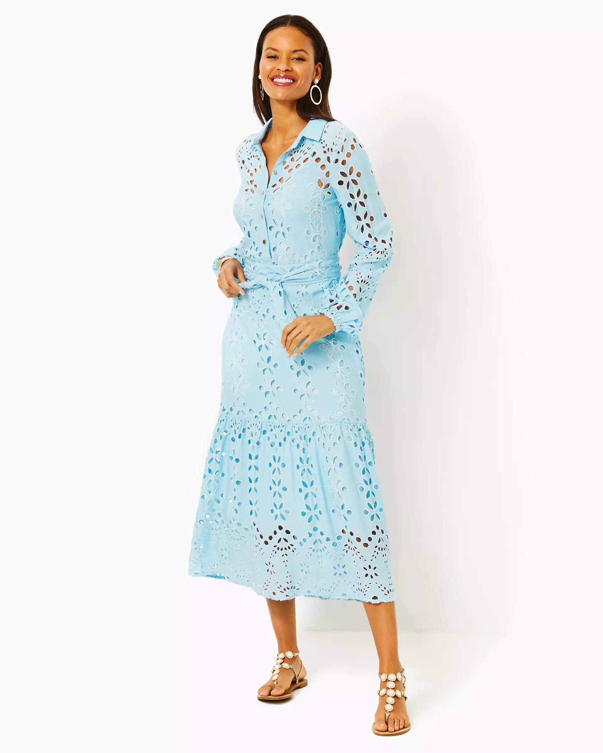 Zia Eyelet Midi Shirtdress | Lilly Pulitzer
