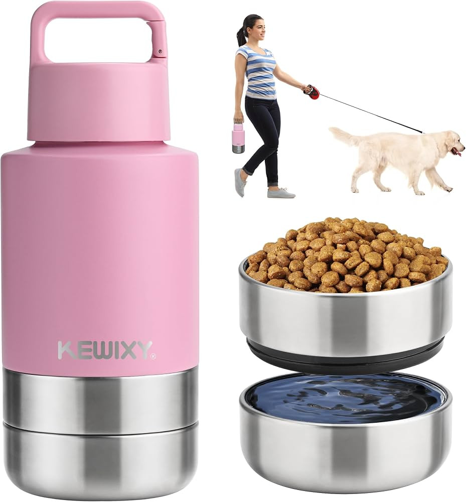Insulated Dog Travel Water Bottle With Detachable Bowls, 3 In 1 Portable Dog Water Bottle Dispens... | Amazon (US)
