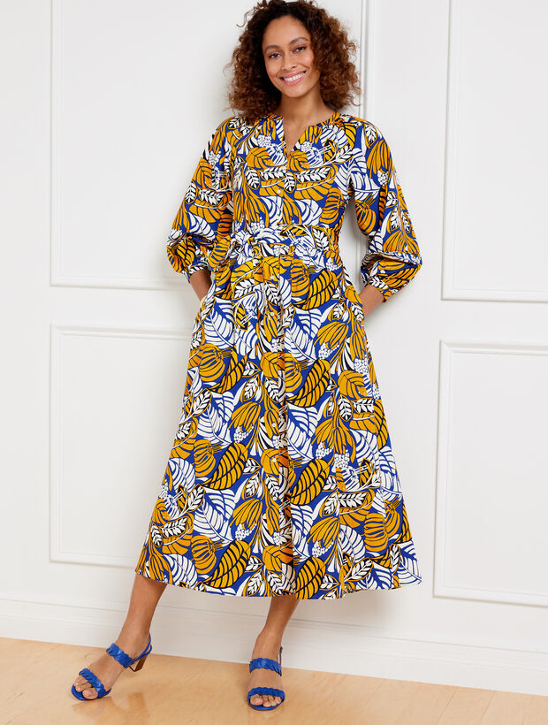 Poplin Shirtdress - Colorblock Leaves | Talbots