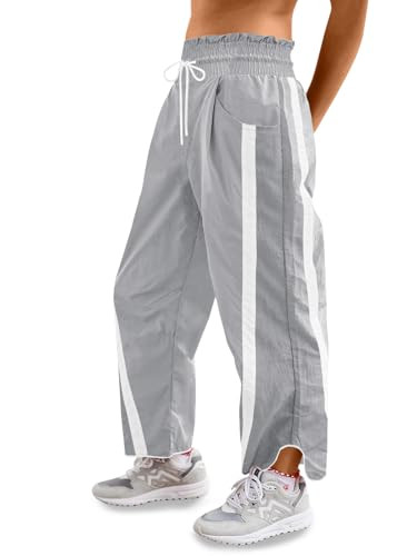 Fisoew Women's Baggy Wide Leg Pants Casual Drawstring Elastic Waisted Contrast Color Workout Y2K ... | Amazon (US)