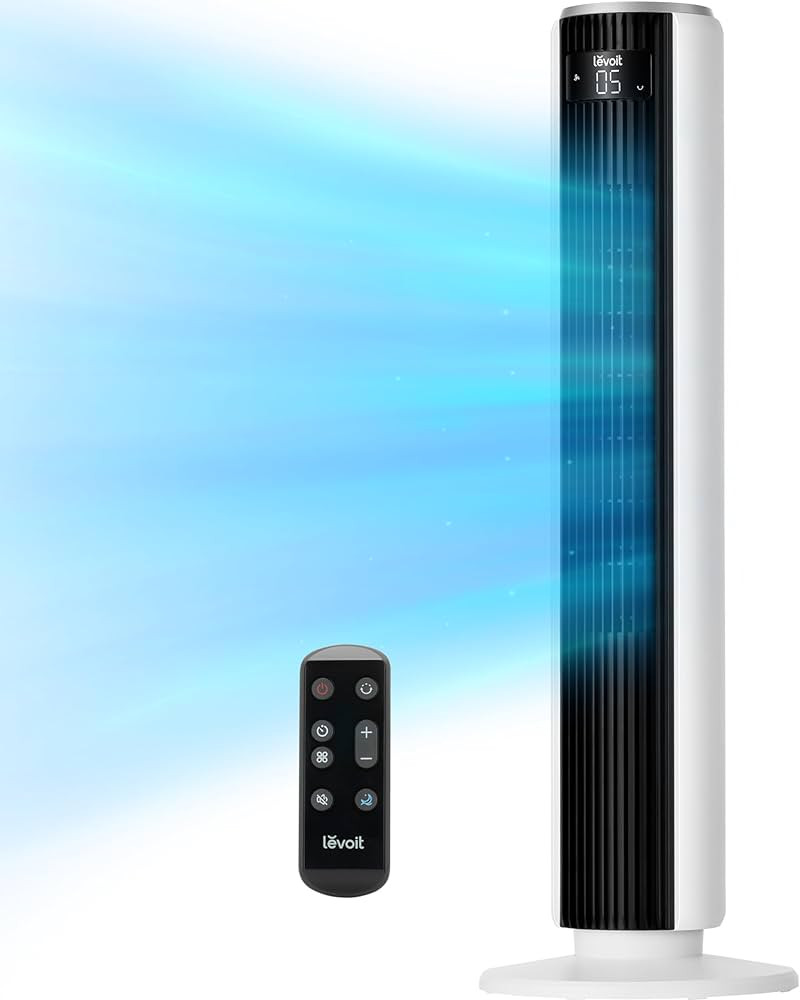 LEVOIT Tower Fan for Bedroom, 25ft/s Standing Fans that Blow Cold Air for Home, Floor Fan 90° Os... | Amazon (US)