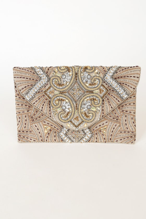 Sparkling Evening Gold Beaded Clutch | Lulus