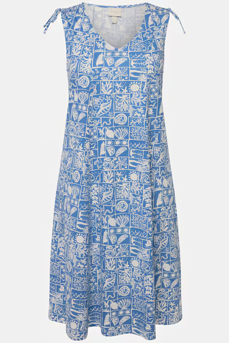 Eco Cotton Maritime Print Sleeveless Midi Dress | More Dresses | Dresses | Ulla Popken - US & CA
