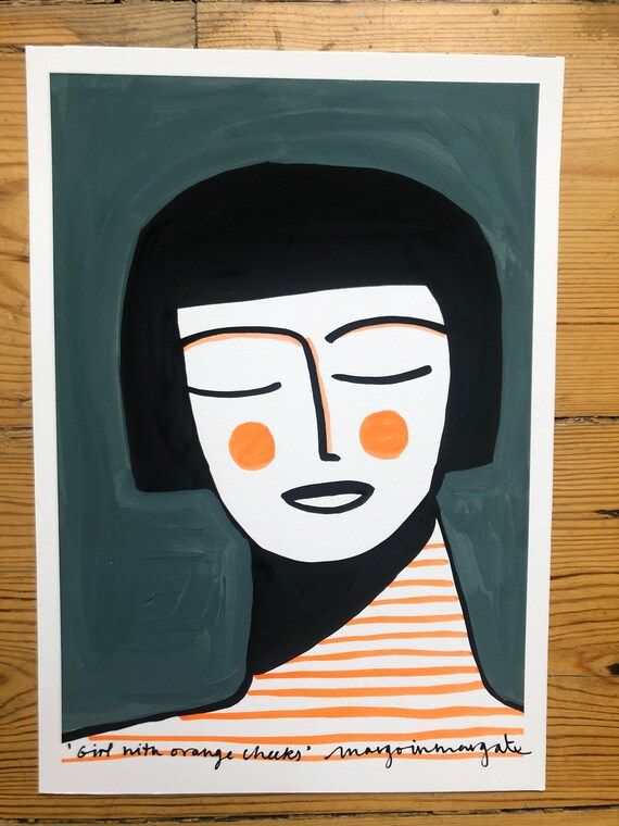 Girl With Orange Cheeks A4 160 - Etsy | Etsy (US)