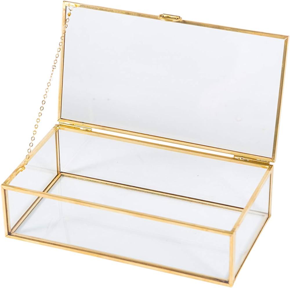 8" Glass Box Keepsake Box with Hinged Lid for Women and Girls, Suitable for Storage Jewelry, Trin... | Amazon (US)