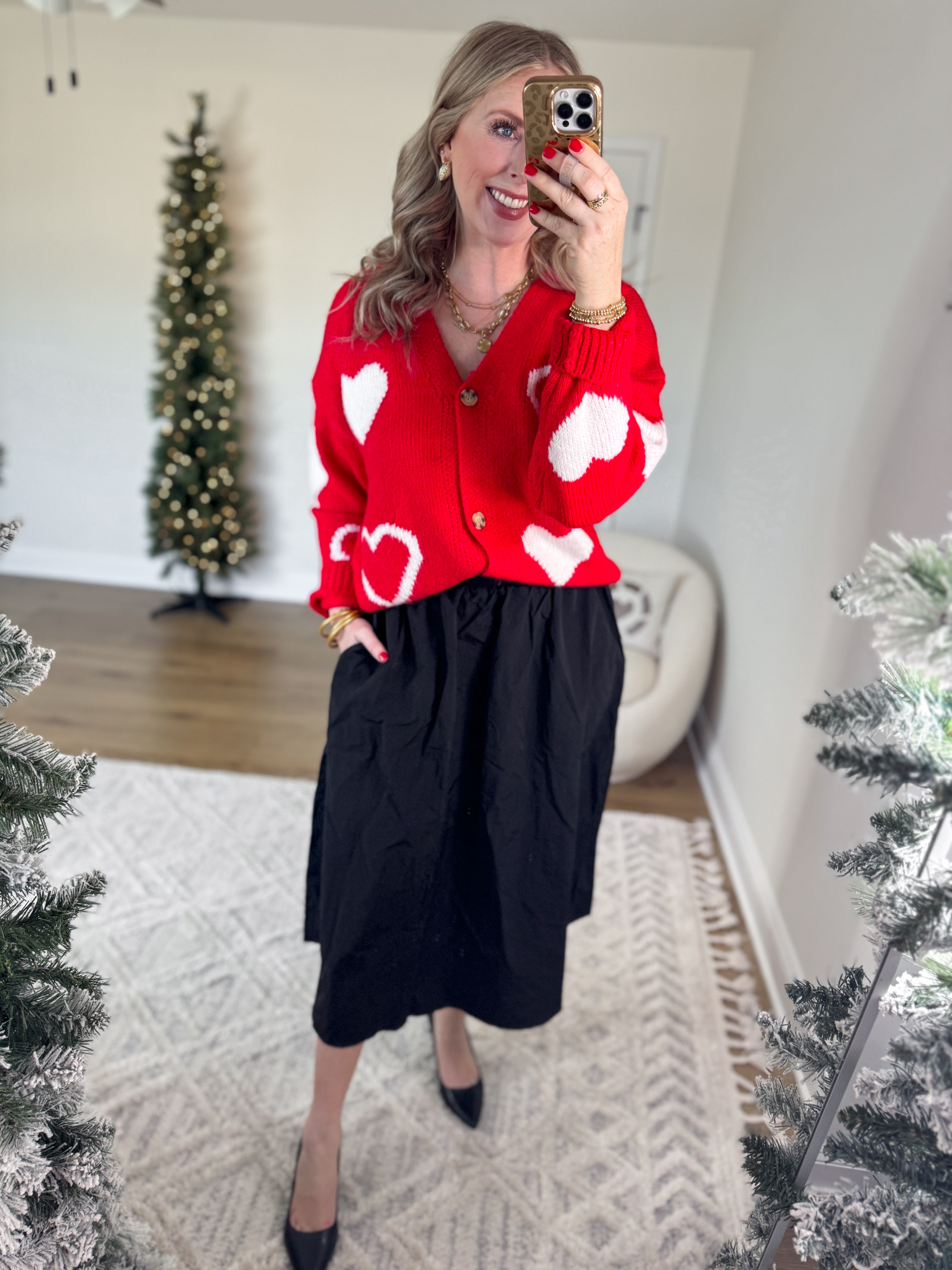 Weekend Walmart Wins try on
Heart cardigan- medium 
Black midi skirt- medium 

#LTKStyleTip #LTKFindsUnder50 #LTKSeasonal