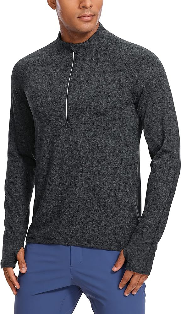 Amazon.com: CRZ YOGA Men's Half Zip Golf Pullover Athletic Long Sleeve T-Shirts Mock Neck 1/2 Workou | Amazon (US)