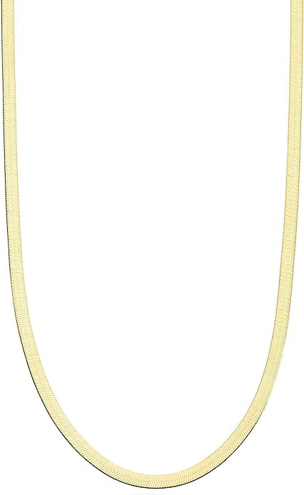 Miabella Italian Solid 925 Sterling Silver, 18Kt Gold Plated 3.5mm Flexible Flat Herringbone Chai... | Amazon (US)
