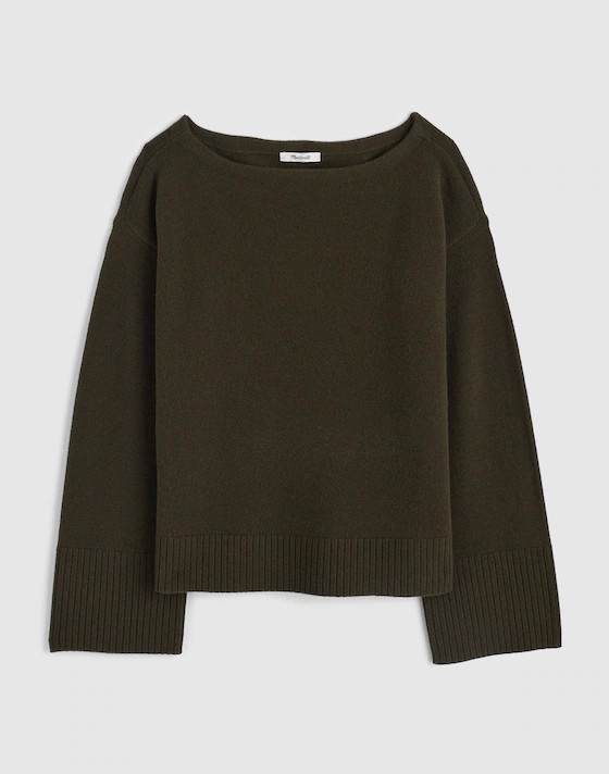 Wide-Cuff Boatneck Sweater in Merino Wool | Madewell