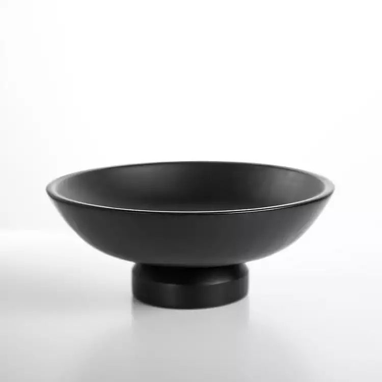 Black Wood Pedestal Bowl | Kirkland's Home