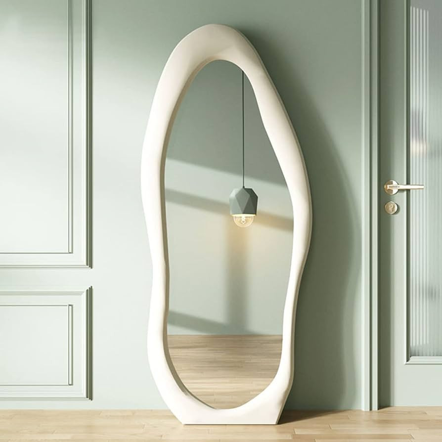OGCAU Full Length Mirror, Irregular Wavy Mirror Full Length, Wave Floor Mirror, Full Length Wall ... | Amazon (US)