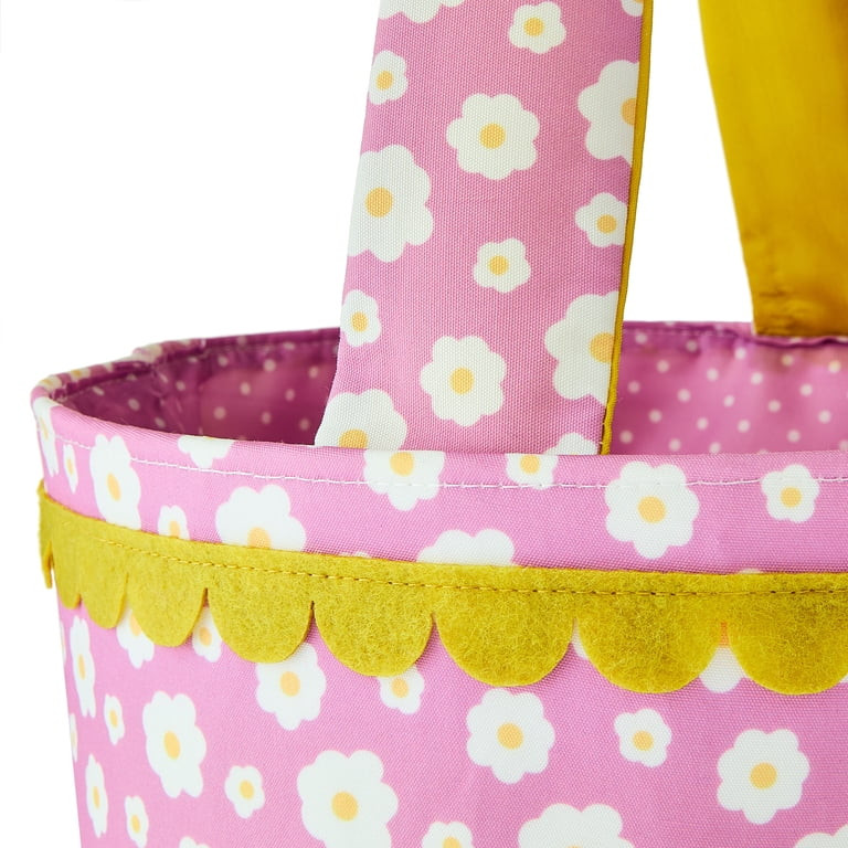 Floral Fabric Basket, Pink and White, 8" x 11", Easter by Way To Celebrate | Walmart (US)