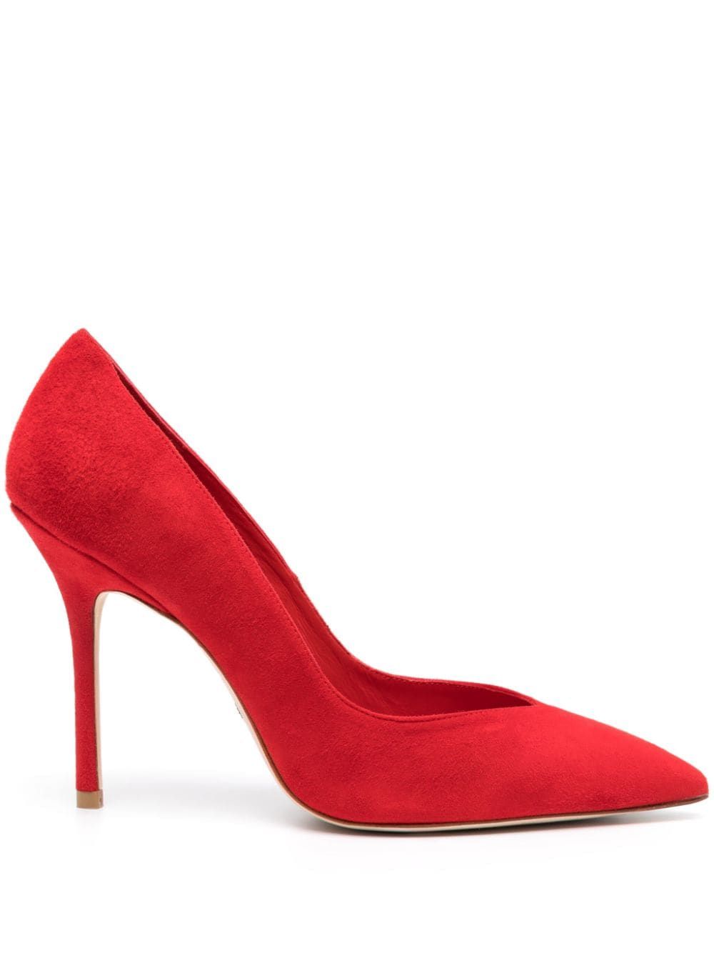The DetailsNew SeasonStuart WeitzmanEva 100mm suede pumpsHighlightsred calf suede logo at the sol... | Farfetch Global