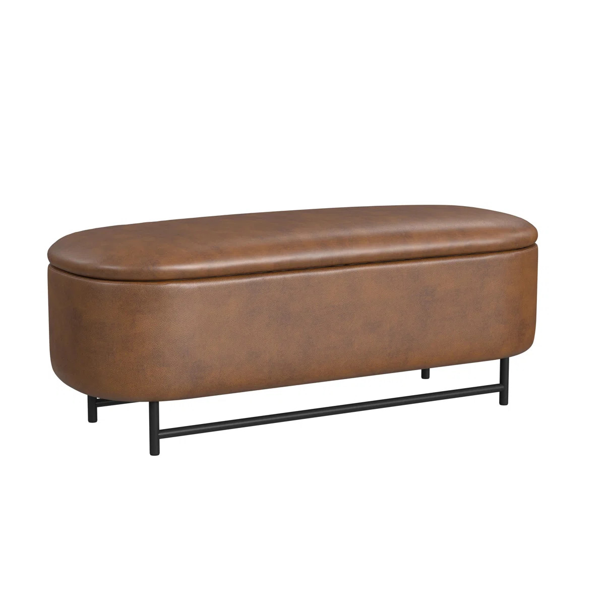 Homepop Ellipse Storage Bench With Metal Legs - Brown | Wayfair North America