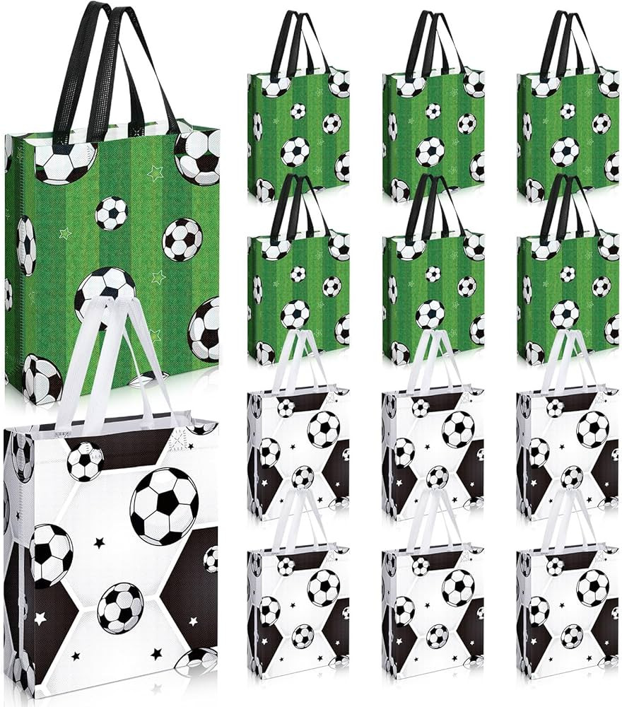 Silkfly 30 Pcs Soccer Gift Bags with Handle Soccer Ball Party Supplies Reusable Soccer Goodie Bag... | Amazon (US)