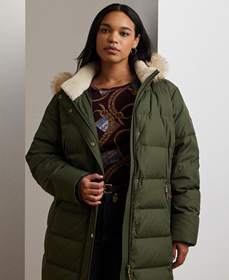 Plus Size Faux-Fur-Trim Hooded Puffer Coat | Macy's