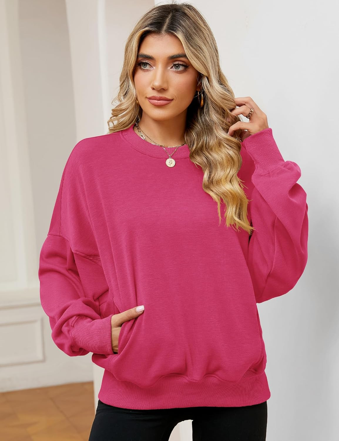 ZHENWEI Womens Fall Oversized Sweatshirts Crewneck Fleece Hoodie Casual Fashion Pullover Sweaters... | Amazon (US)