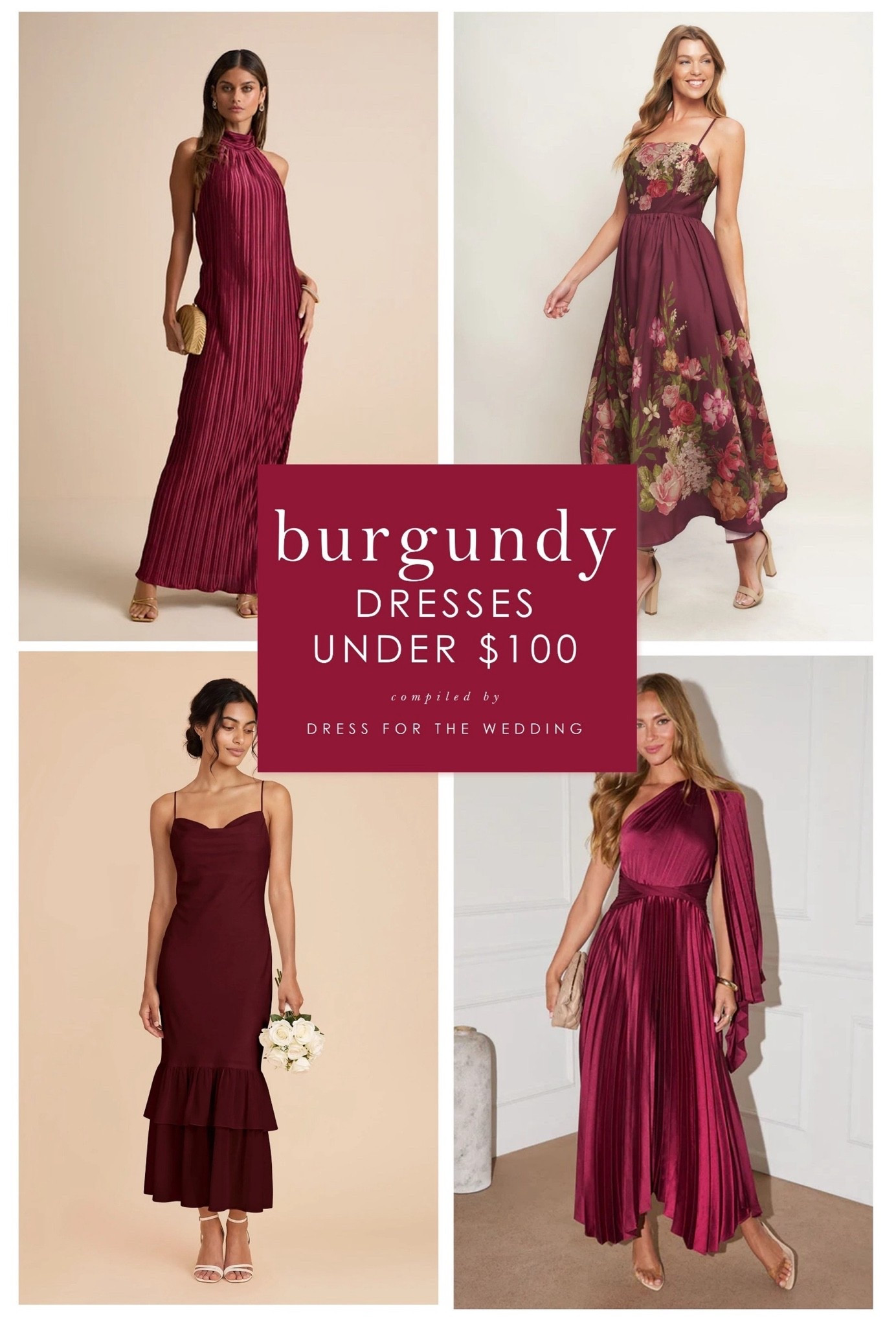 Burgundy dresses for weddings under $100. Affordable wedding guest dresses under $100. Fall wedding guest dresses. Summer wedding guest.
Red and burgundy maxi dresses, midi dresses and cocktail dresses for guests and bridesmaids. Follow Dress for the Wedding on the LIKEtoKNOW.it shopping app to get the product details and more cute dresses, new outfits and wedding ideas!

#LTKootd #LTKgrwm #LTKWedding