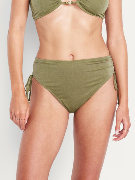 Mid-Rise Side-Tie Shine Bikini Swim Bottoms | Old Navy (US)