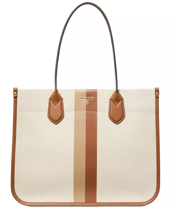 Michael Kors Heidi Large Stripe Canvas Tote Bag