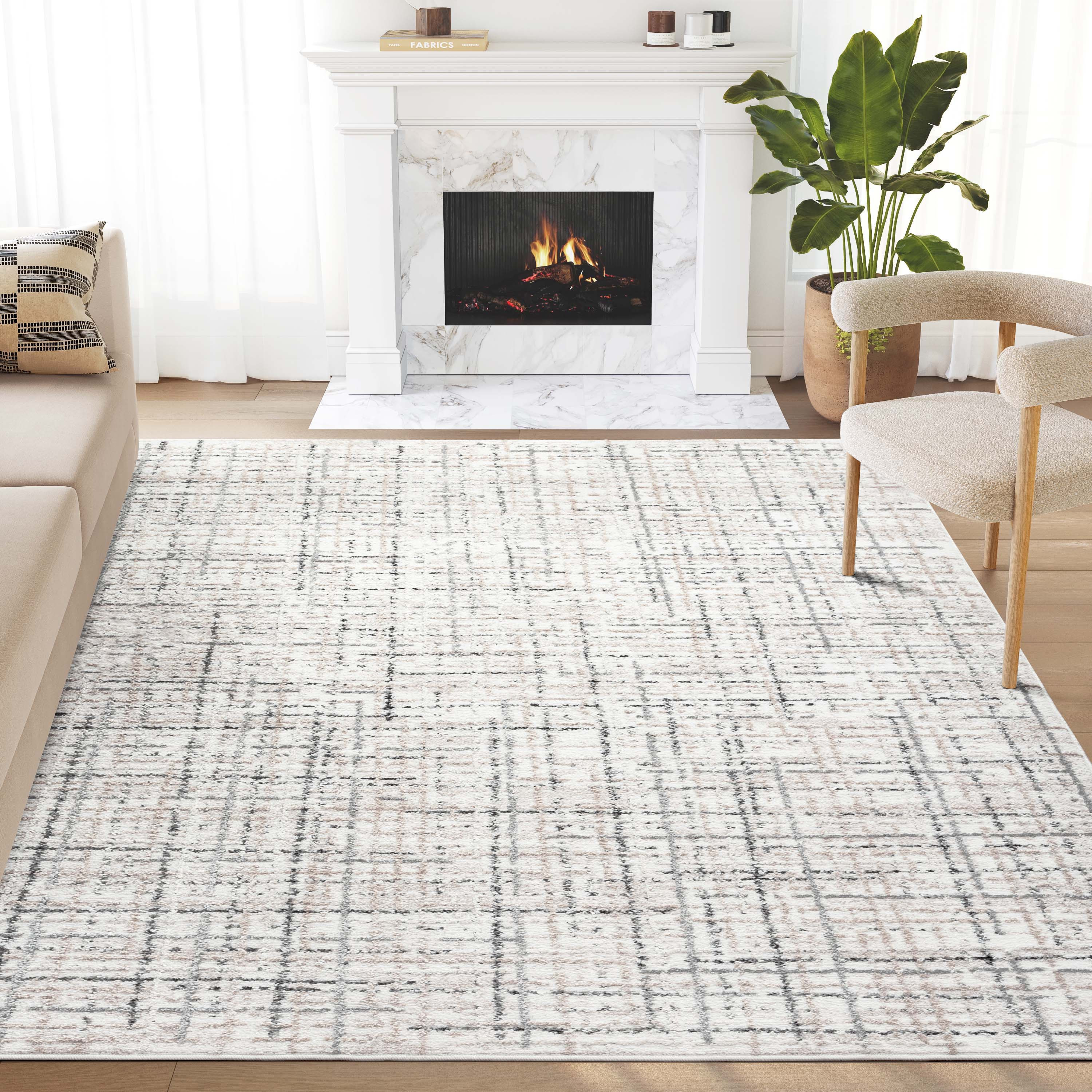 Abani Rugs Viva 4 x 6 (ft) Loomed Polyester/Polypropylene Beige Rectangular Indoor Abstract Spot Clean Only Area rug | VIV130A-4 | Lowe's