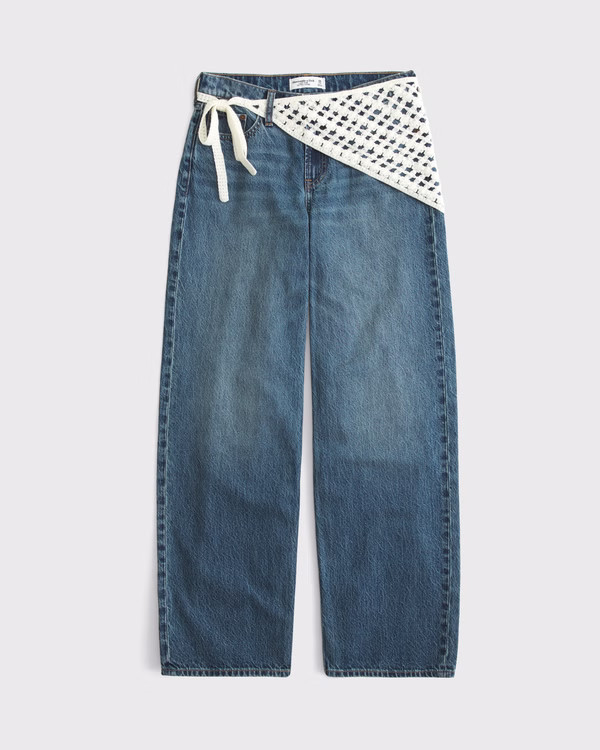 Low Rise Ultra Loose Crochet-Style Belted Jean | Abercrombie & Fitch (US)