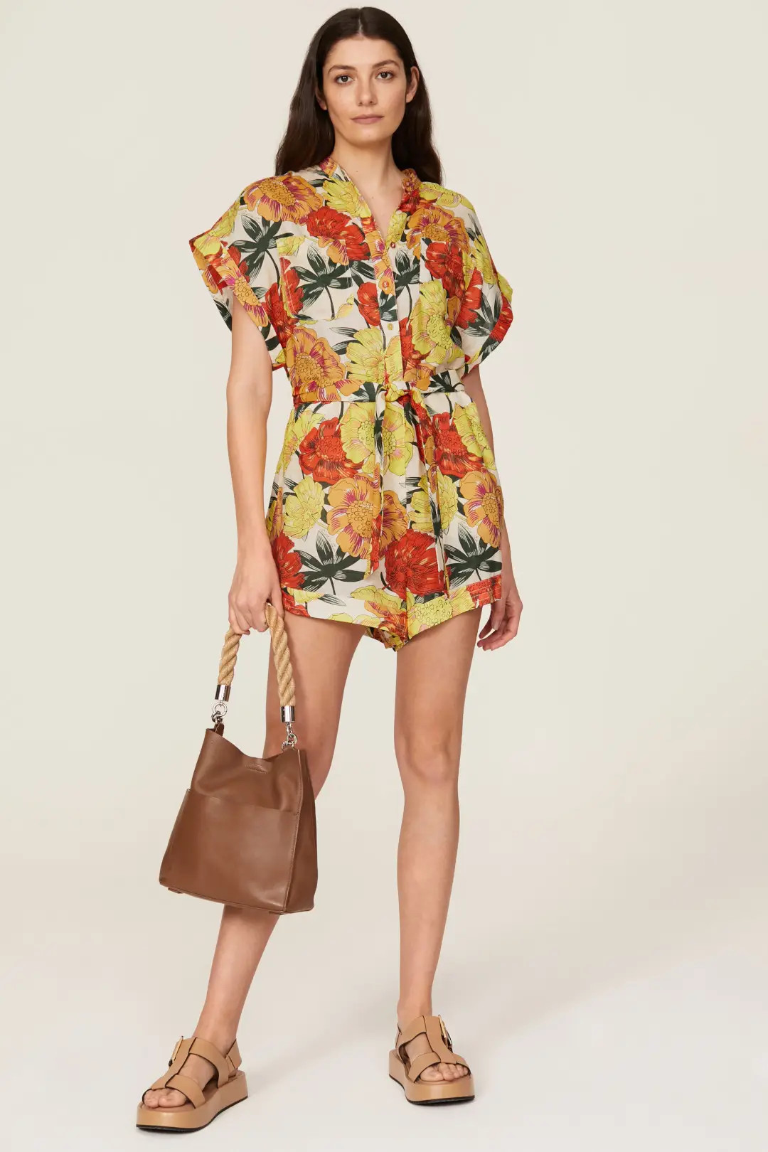 Floral Linen Romper | Rent the Runway