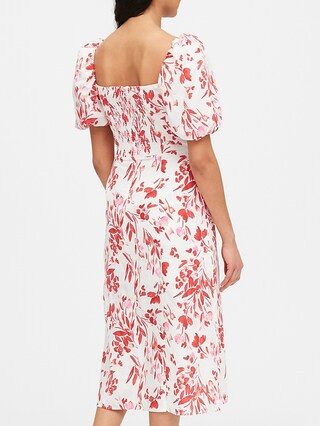 Linen-Cotton Puff-Sleeve Dress | Banana Republic (US)