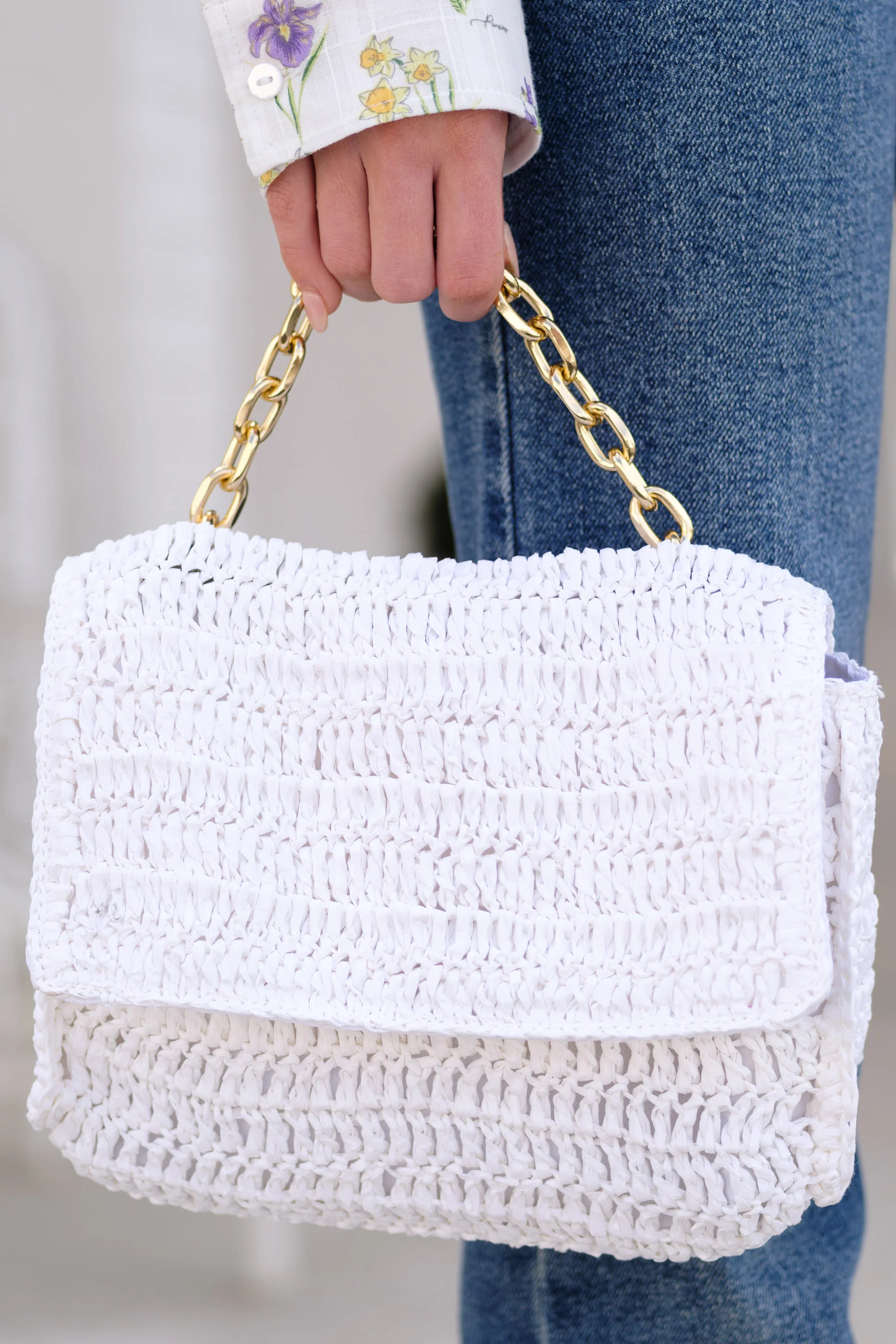 A Little Forever White Straw Bag | Red Dress 