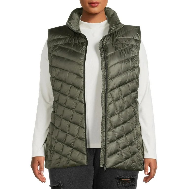 Big Chill Women's Plus Size Chevron Quilted Puffer Vest | Walmart (US)