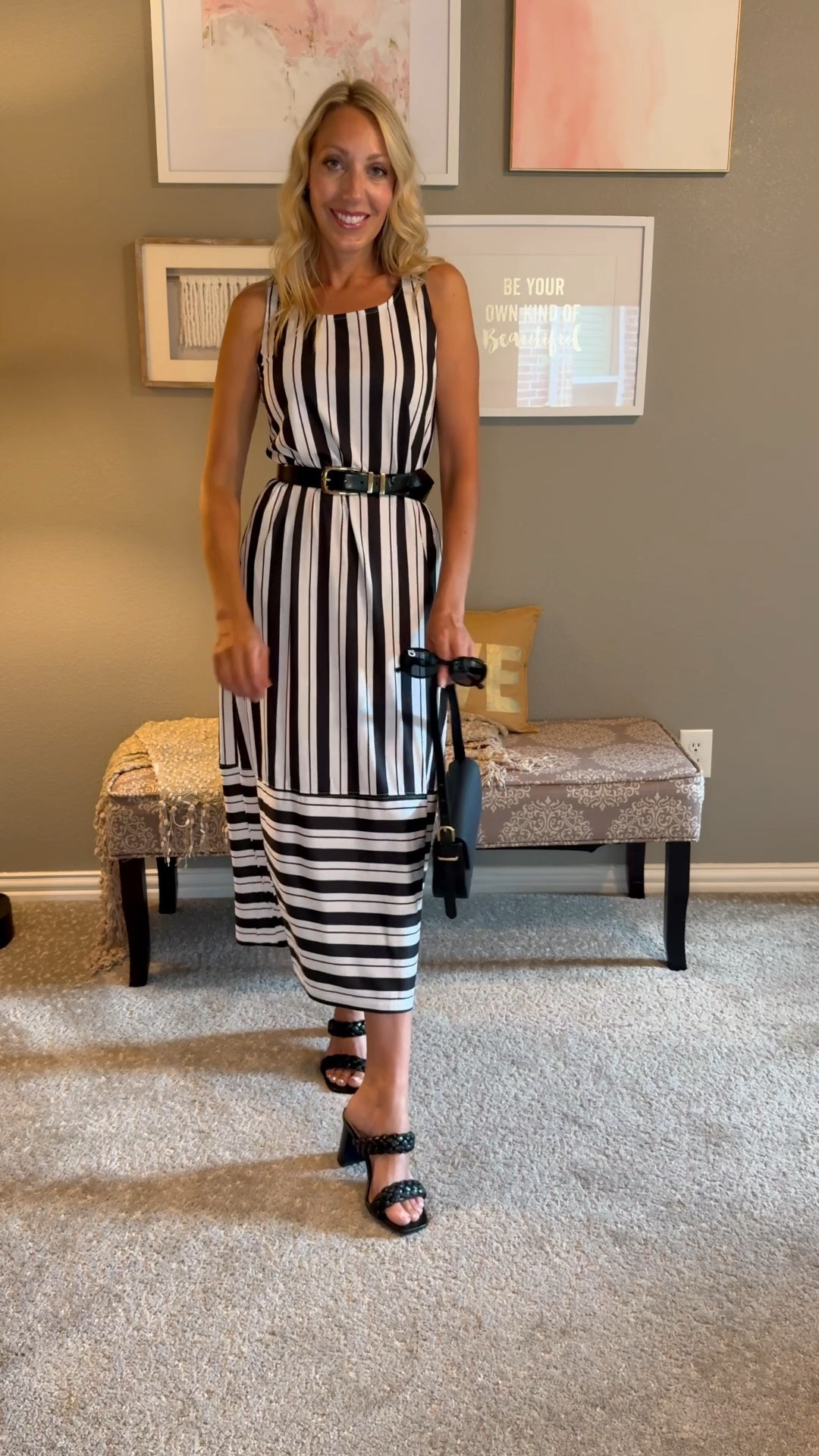 Let’s style this striped dress! Start with one base piece and build a masterpiece. 🖤🤍🖤

#LTKootd #LTKmomlife #LTKOver40