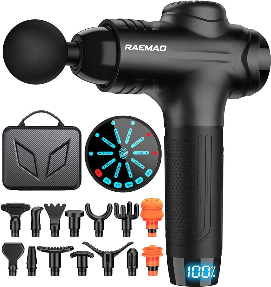 RAEMAO Massage Gun, Muscle Massage Gun with High-tech Brushless Motor, Attaching 15 PCS Upgrade R... | Amazon (US)