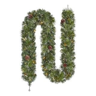 Home Accents Holiday 9 ft. Battery Operated Prelit LED Sparkling Amelia Pine Artificial Christmas... | The Home Depot