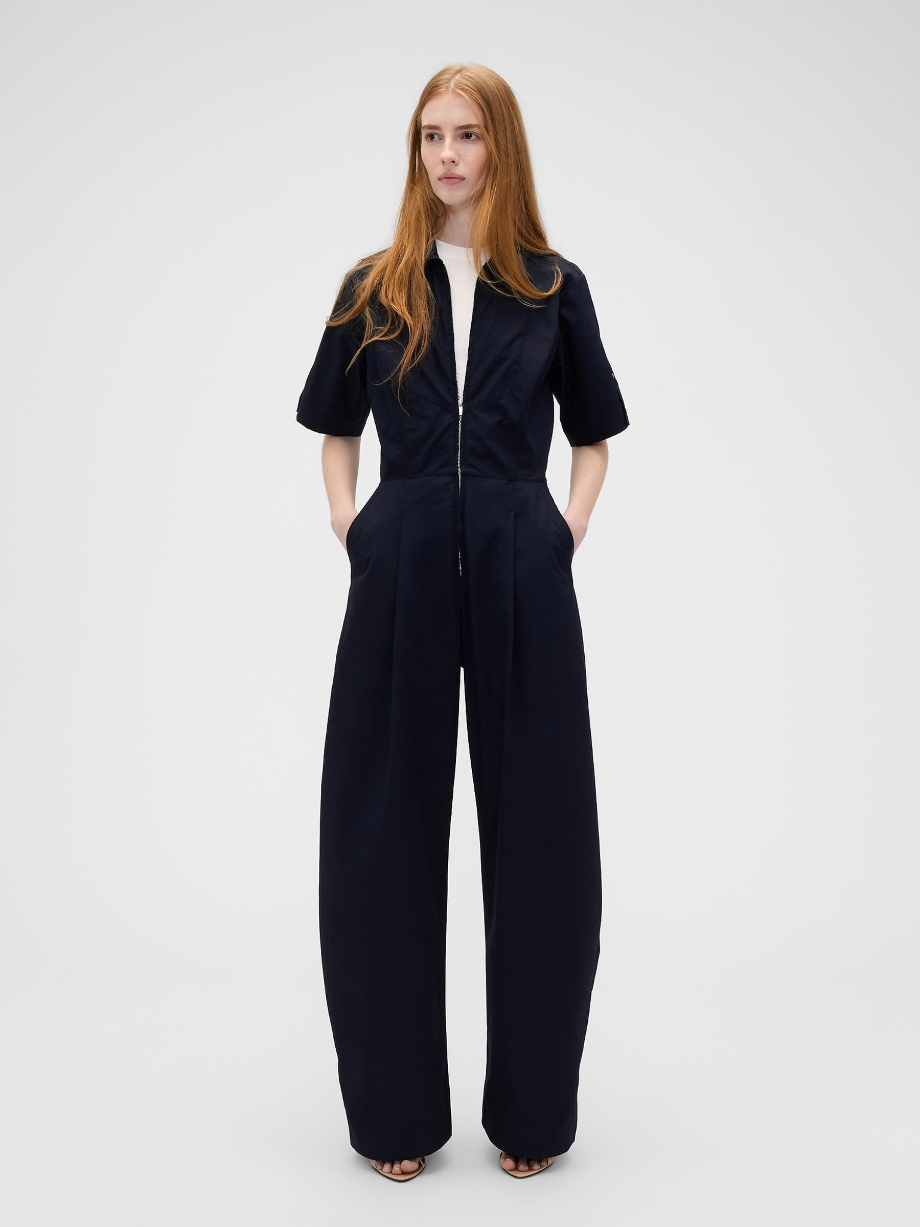 Gap x Victoria Beckham Navy Loose Utility Jumpsuit | Gap | GAP UK