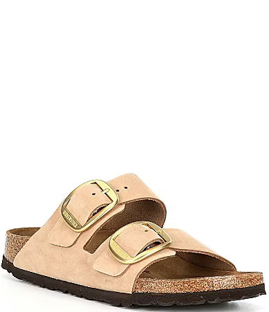 Birkenstock Women's Arizona Nubuck Big Buckle Hardware Slide Sandals - 10 | Dillard's