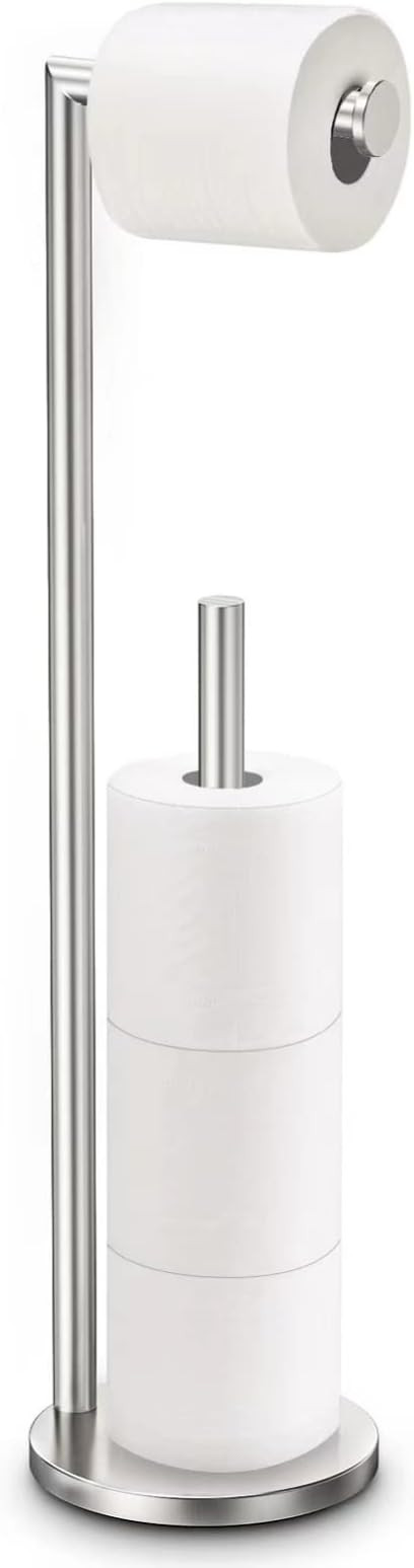 Toilet Paper Holder Stand, Toilet Paper Stand Brushed Nickel, Free Standing Toilet Paper Holder, ... | Amazon (US)
