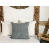 Waffle Linen Throw Pillow Case in Dusty Blue/Pillow Cover/Linen Decorative Cushion Cover/Hidden Zipp | Etsy (US)