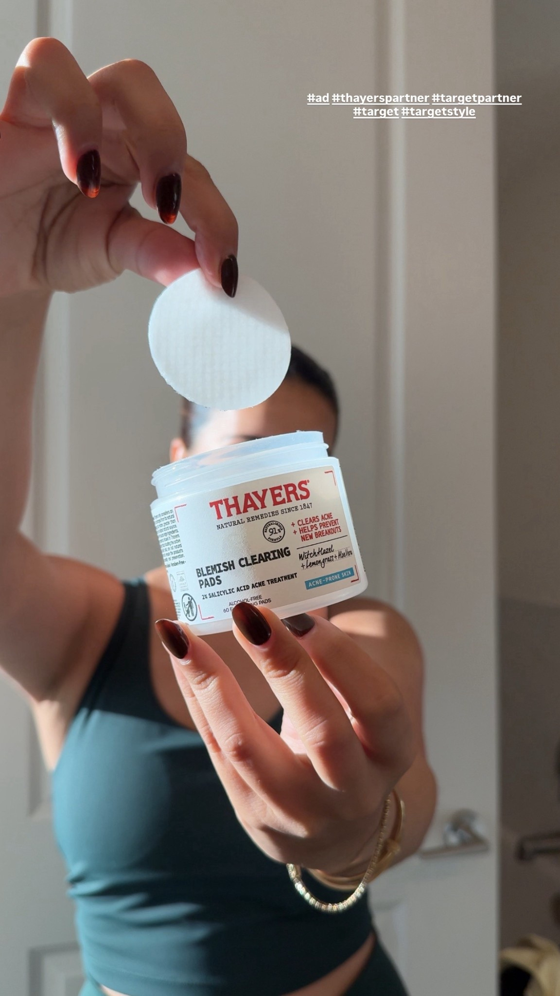 #ad with working out, I always wanna make sure that I prevent any new breakouts especially on my chest and shoulders so I love using the @thayers blemish clearing pads! they’re available at @target #targetpartner #target #thayerspartner @shop.ltk #liketkit 
•
•
•
#skincare #acneproneskin #acnefreeskin #skincaretips