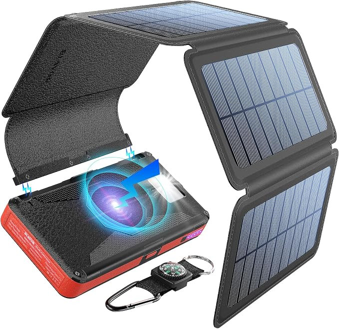BLAVOR Solar Charger Five Panels Detachable, Qi Wireless Charger 20000mAh Portable Power Bank wit... | Amazon (US)
