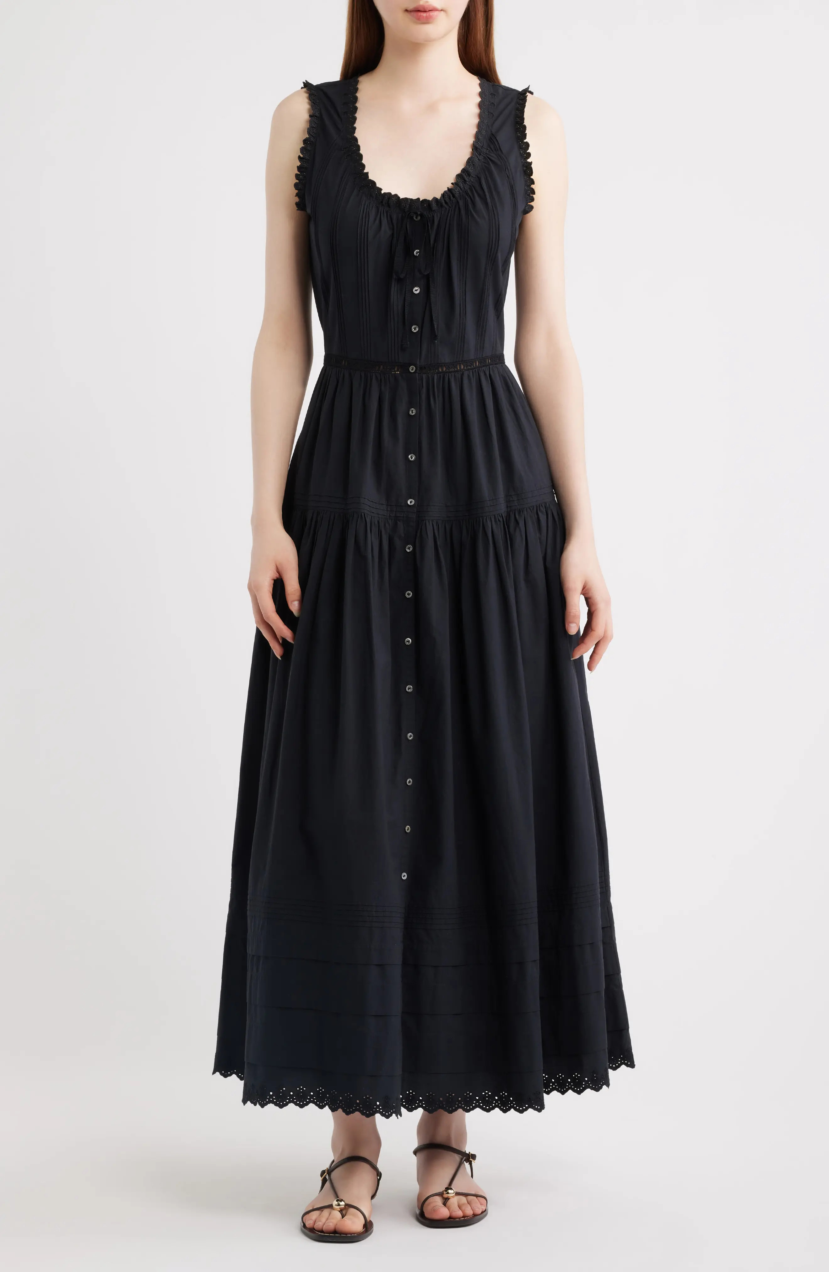 DÔEN Hortense Organic Cotton Midi Dress in Black at Nordstrom, Size X-Small | Nordstrom
