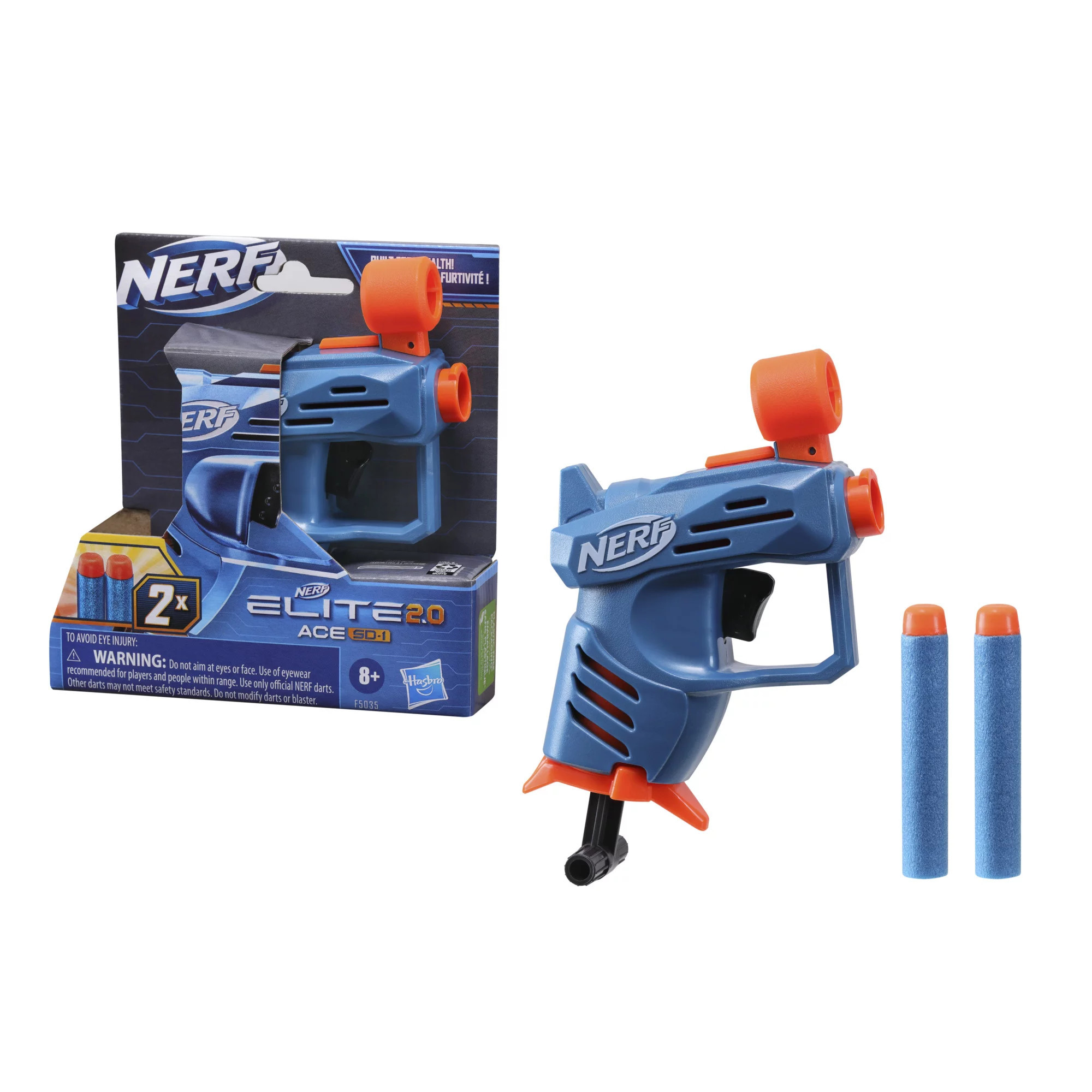 Nerf Elite 2.0 Ace SD-1 Dart Blaster, 2 Nerf Elite Darts, Pull Down Priming, Onboard 1-Dart Stora... | Walmart (US)