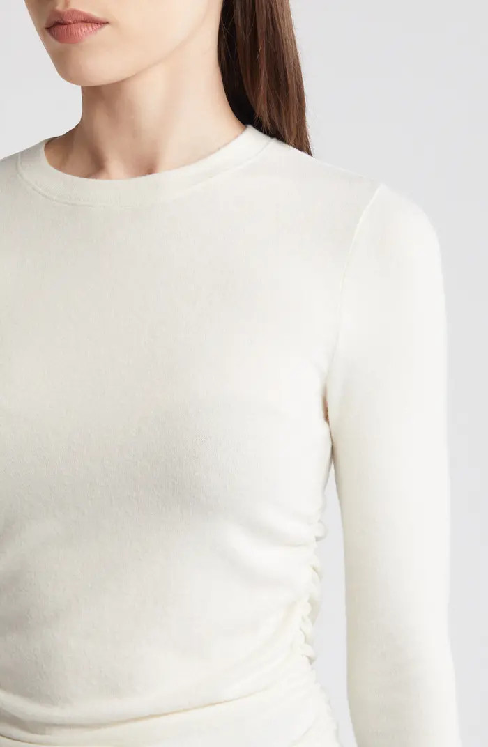 Long Sleeve Ruched Brushed Jersey Top | Nordstrom