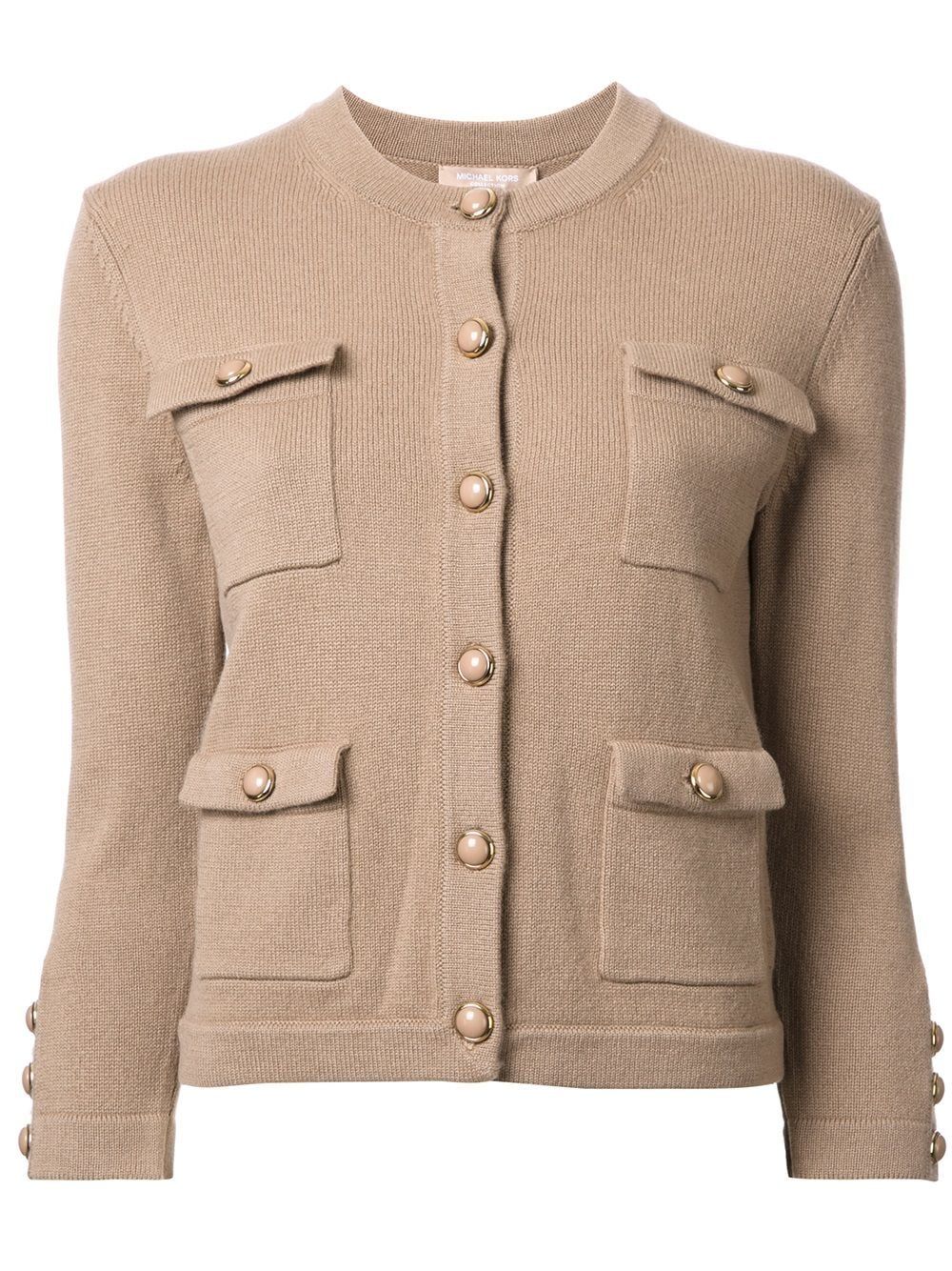 Michael Kors Collection cashmere patch pocket cardigan - Brown | FarFetch Global