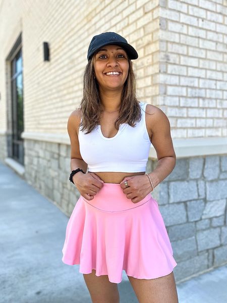 Athleisure amazon outfit idea with a flowy tennis skirt and cute sports bra! Wearing x-small in the skirt and small in the top, both true to size. #Founditonamazon #amazonfashion #womensfashion #womensstyle #inspire #discover #explore #stylefeed Amazon fashion outfit inspiration, amazon tennis skirt, golf skirt, workout skirt 

#LTKfitness #LTKfindsunder50 #LTKstyletip